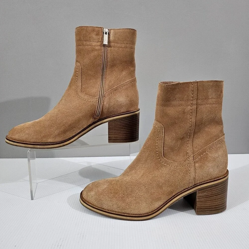 Aquatalia Bellamy Ankle Boot Womens 9.5 Brown Suede Water Resistant Designer NEW